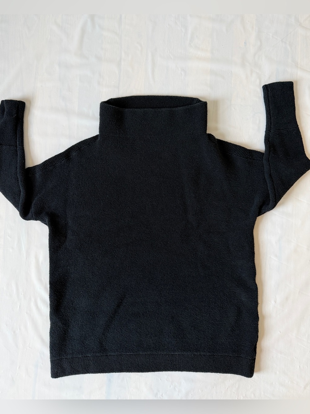 Free People Ottoman Slouchy Tunic Sweater Black Mock Neck Ribbed Size Small